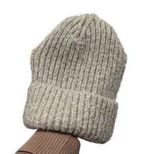 Old Navy Gold Shimmer Beige Winter Beanie Hat One Size